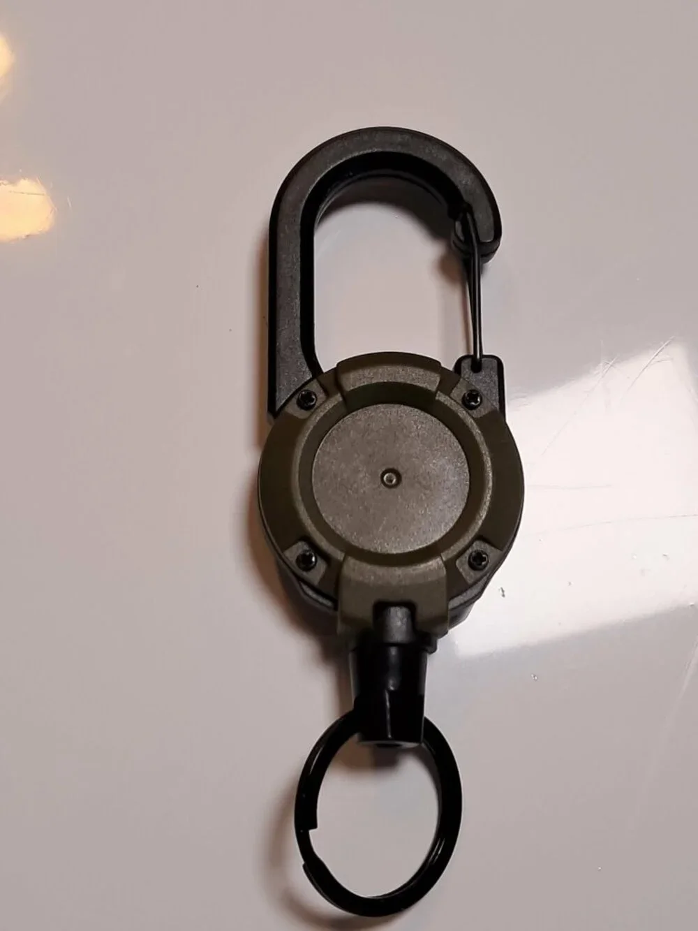OD Green Retractable Carabiner Keychain Badge Reel